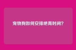 宠物狗如何安排绝育时间？