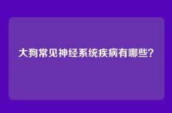 大狗常见神经系统疾病有哪些？
