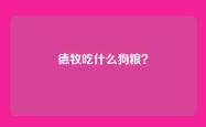 德牧吃什么狗粮？