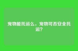宠物能托运么，宠物可否安全托运？