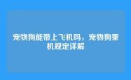 宠物狗能带上飞机吗，宠物狗乘机规定详解