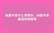 问道手游什么宠物好，问道手游最强宠物推荐