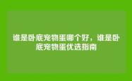 谁是卧底宠物蛋哪个好，谁是卧底宠物蛋优选指南