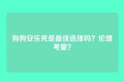 狗狗安乐死是最佳选择吗？伦理考量？