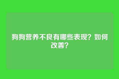 狗狗营养不良有哪些表现？如何改善？