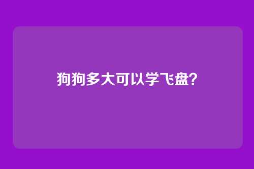 狗狗多大可以学飞盘?