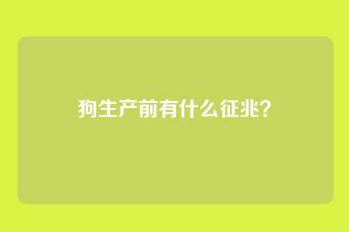 狗生产前有什么征兆?
