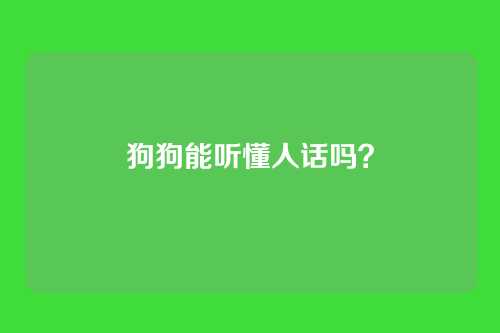 狗狗能听懂人话吗？