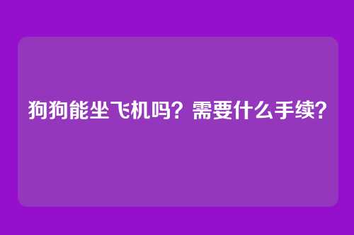 狗狗能坐飞机吗？需要什么手续？