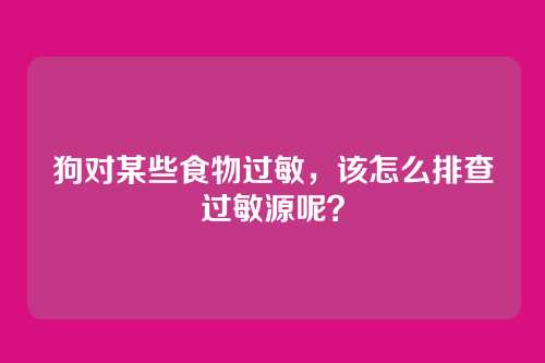狗对某些食物过敏,该怎么排查过敏源呢?
