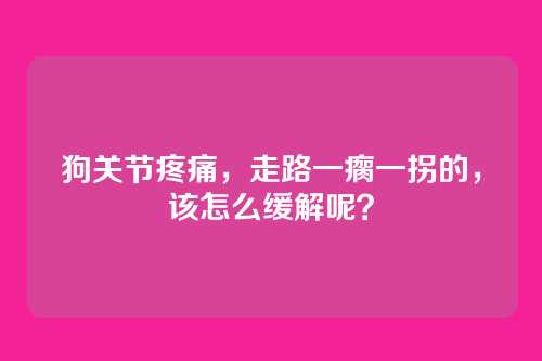 狗关节疼痛，走路一瘸一拐的，该怎么缓解呢？