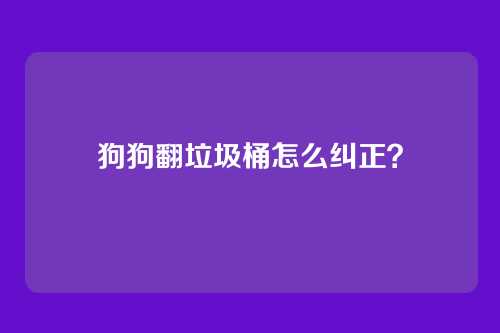 狗狗翻垃圾桶怎么纠正？