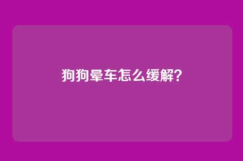 狗狗晕车怎么缓解？