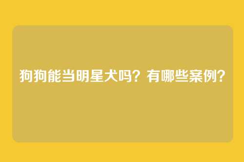 狗狗能当明星犬吗?有哪些案例?