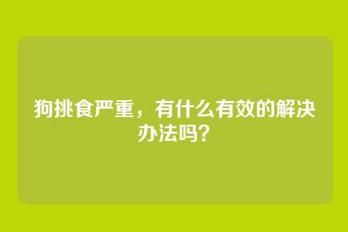 狗挑食严重，有什么有效的解决办法吗？