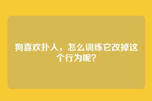 狗喜欢扑人，怎么训练它改掉这个行为呢？