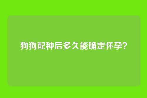 狗狗配种后多久能确定怀孕？