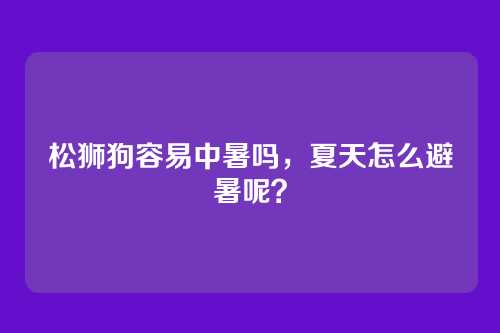 松狮狗容易中暑吗,夏天怎么避暑呢?