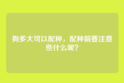 狗多大可以配种，配种前要注意些什么呢？