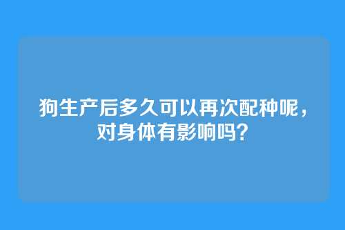 狗生产后多久可以再次配种呢,对身体有影响吗?