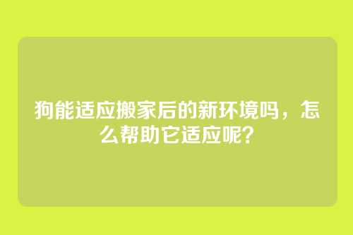 狗能适应搬家后的新环境吗，怎么帮助它适应呢？