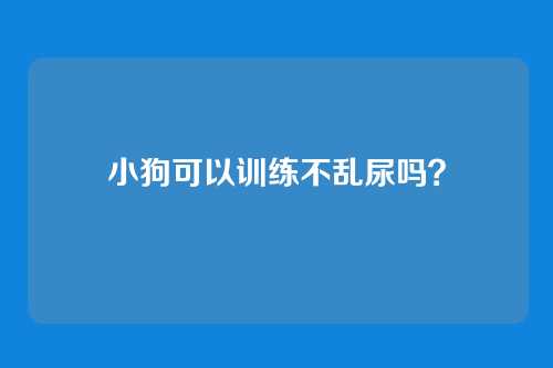 小狗可以训练不乱尿吗？