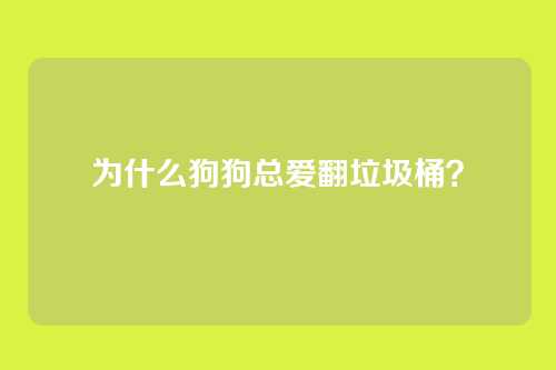 为什么狗狗总爱翻垃圾桶？