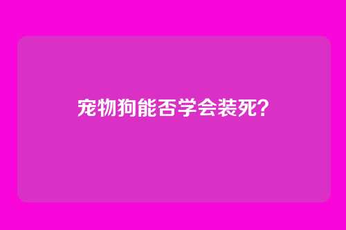 宠物狗能否学会装死？