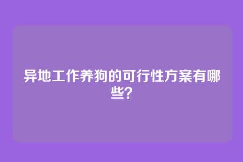 异地工作养狗的可行性方案有哪些？
