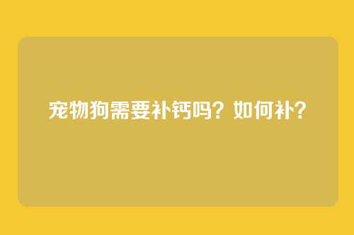宠物狗需要补钙吗？如何补？