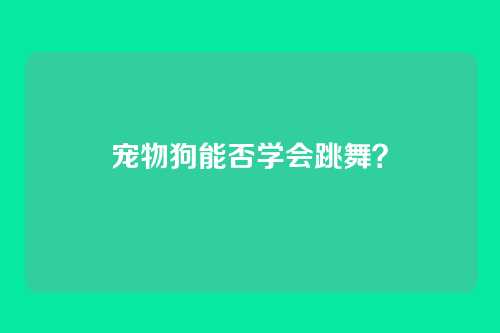 宠物狗能否学会跳舞？