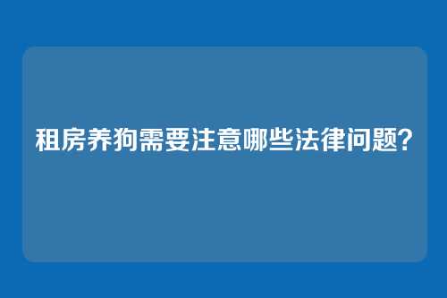 租房养狗需要注意哪些法律问题？