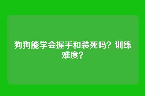 狗狗能学会握手和装死吗？训练难度？