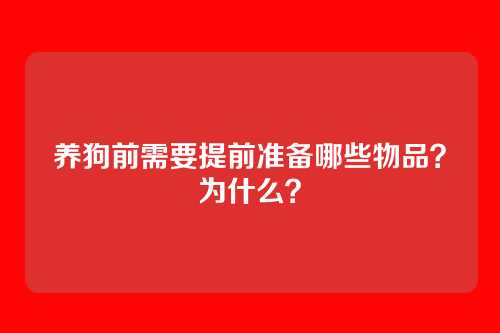 养狗前需要提前准备哪些物品？为什么？