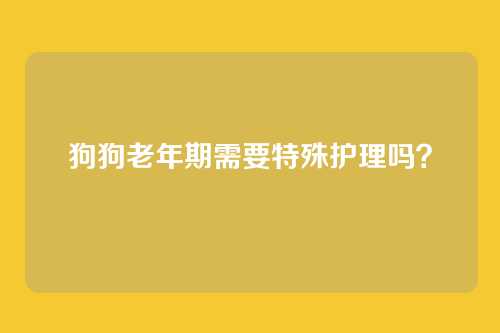 狗狗老年期需要特殊护理吗？