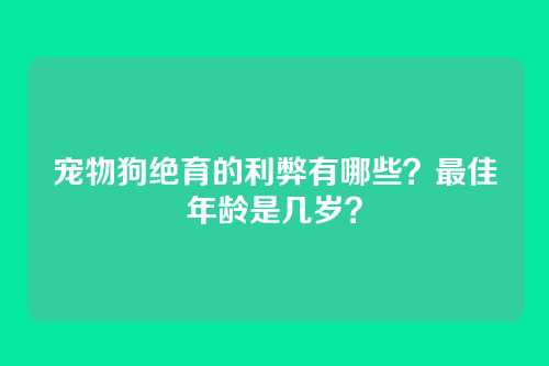 宠物狗绝育的利弊有哪些？最佳年龄是几岁？