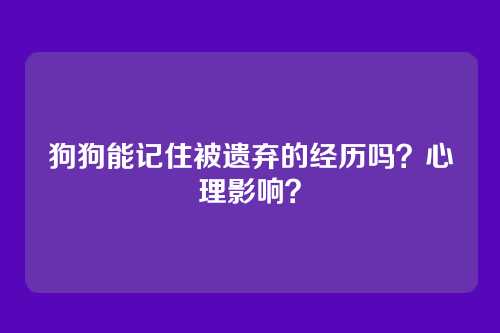 狗狗能记住被遗弃的经历吗？心理影响？