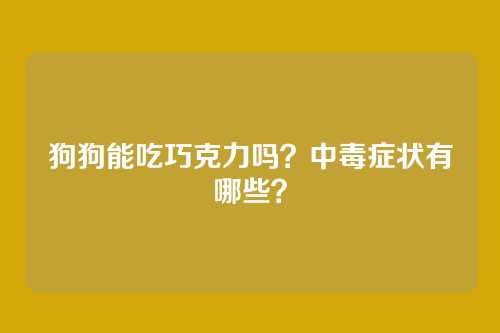 狗狗能吃巧克力吗？中毒症状有哪些？