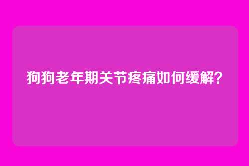 狗狗老年期关节疼痛如何缓解？