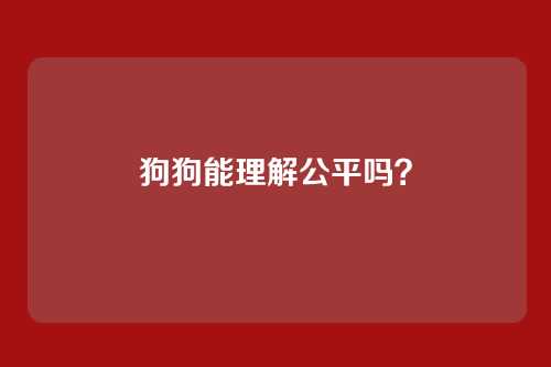 狗狗能理解公平吗？