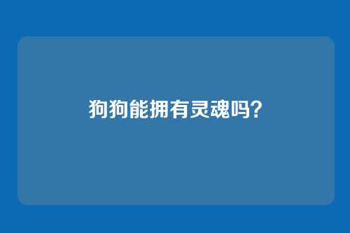 狗狗能拥有灵魂吗？