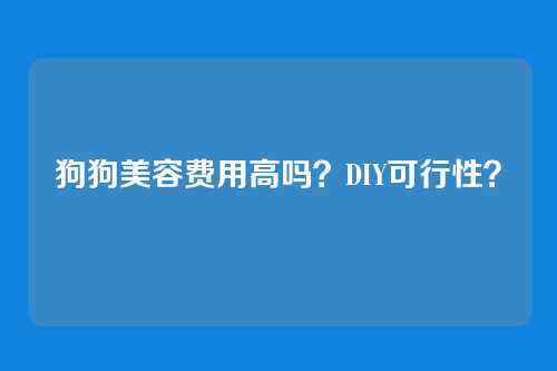 狗狗美容费用高吗？DIY可行性？