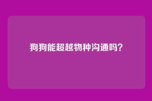 狗狗能超越物种沟通吗？