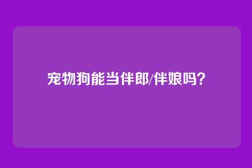 宠物狗能当伴郎/伴娘吗？