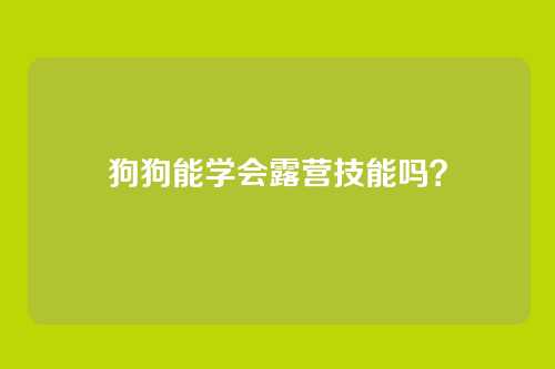 狗狗能学会露营技能吗？