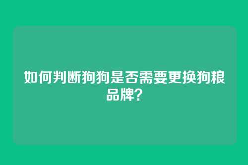 如何判断狗狗是否需要更换狗粮品牌？