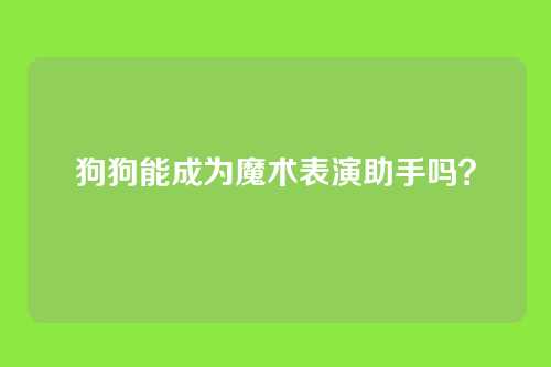 狗狗能成为魔术表演助手吗？