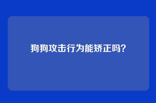 狗狗攻击行为能矫正吗？
