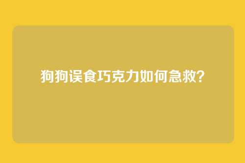 狗狗误食巧克力如何急救？