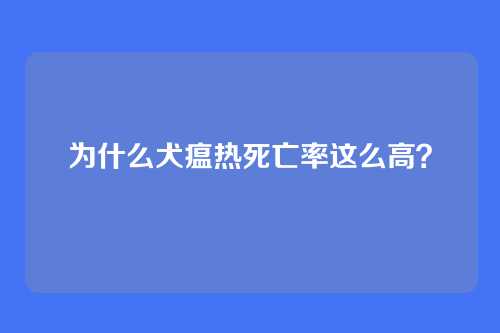 为什么犬瘟热死亡率这么高？